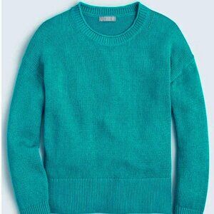 New J.Crew Cotton Linen Drop-Shoulder Beach Sweater Teal M $98